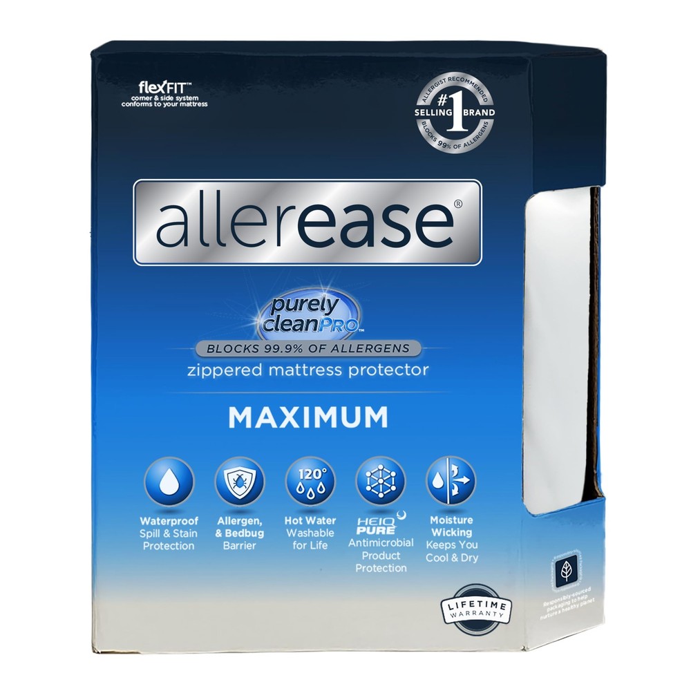 AllerEase Waterproof Mattress Protector, Maximum Allergy Mattress Protector, ...