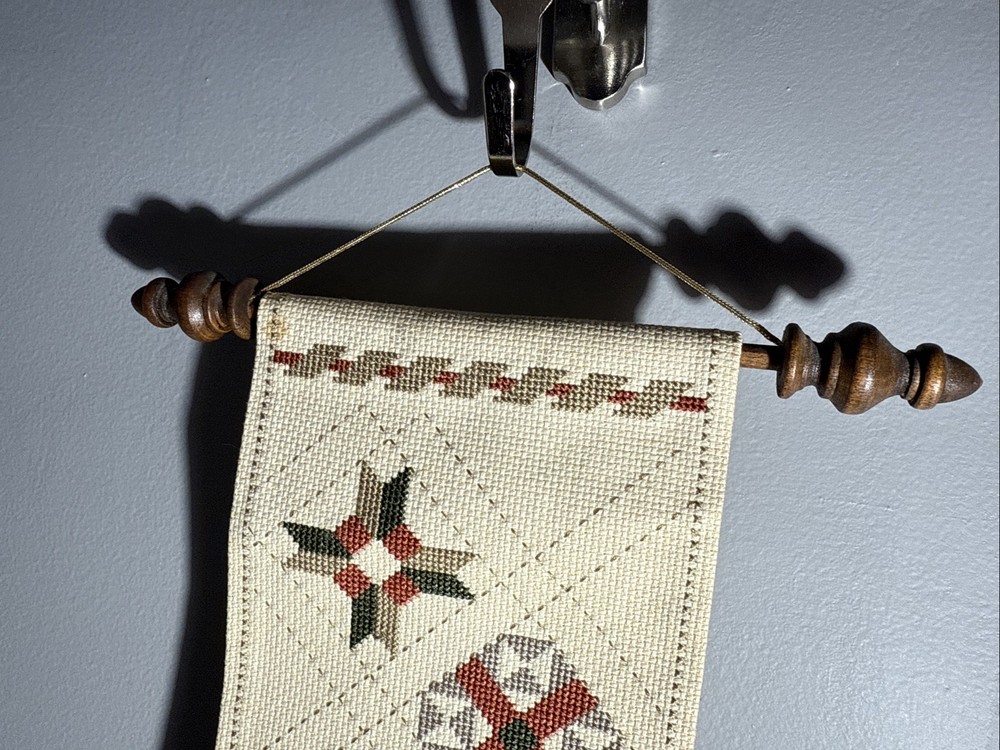 Vtg Thread Connections Needlepoint Sampler Wall Hanger Framed Decorative 1988