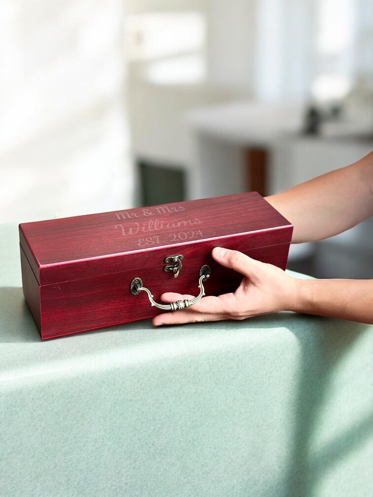 Custom Engraved Wine Gift Box with Tools – Wedding, Anniversary, Couples Gift