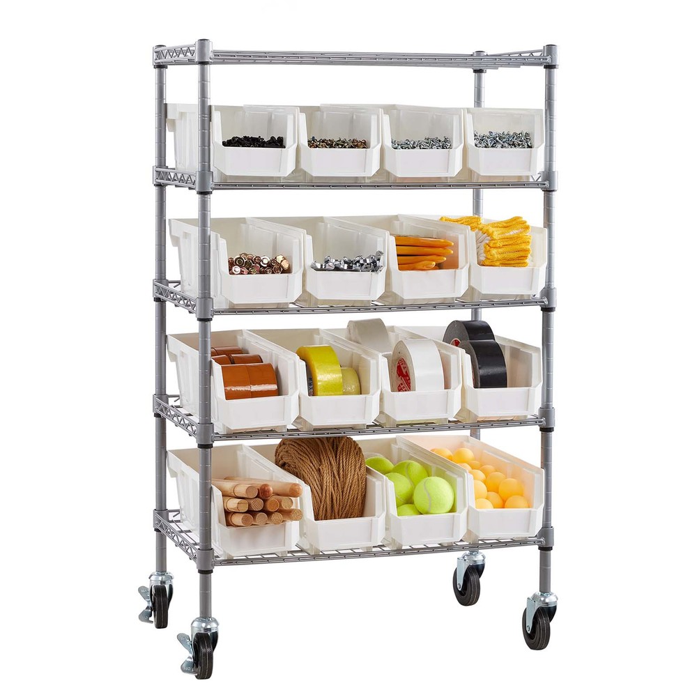Uimoso 5-Tier Rolling Storage Rack with 16 Removable Bins