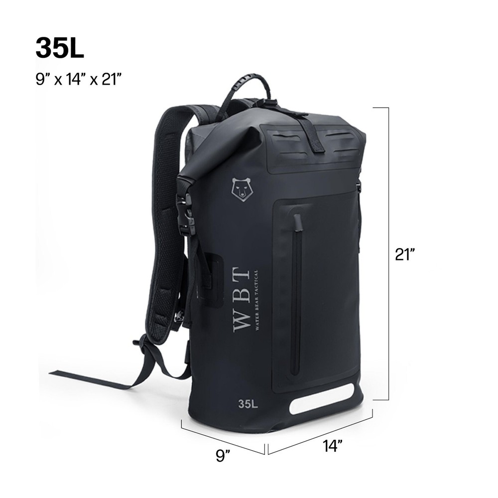 WATER BEAR TACTICAL Waterproof Rugged 35L Roll-Top Closure Backpack