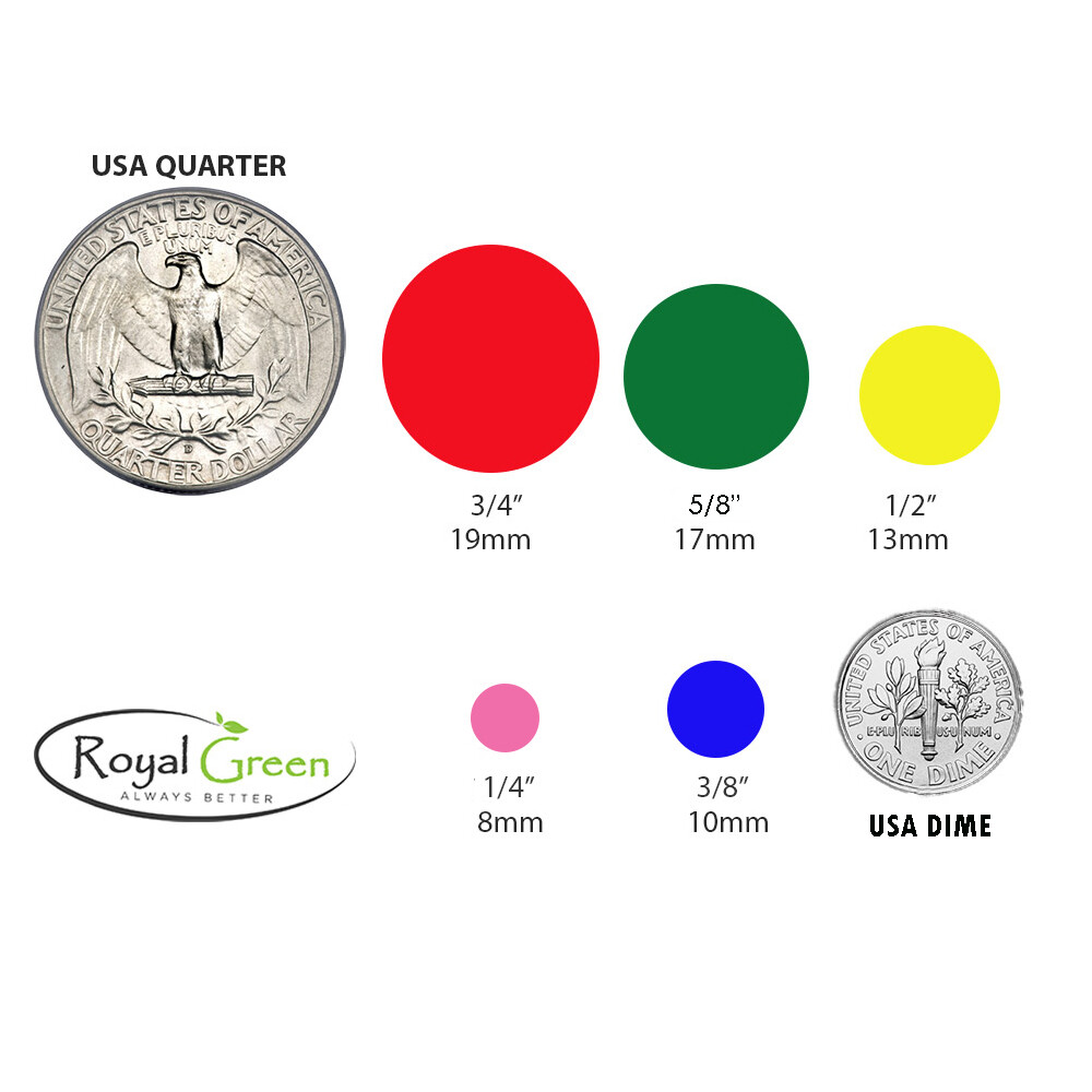 Green Color-Coding Labels in Various Sizes 8MM-38MM (¼ " - 1 ½ ") 15 Sheets