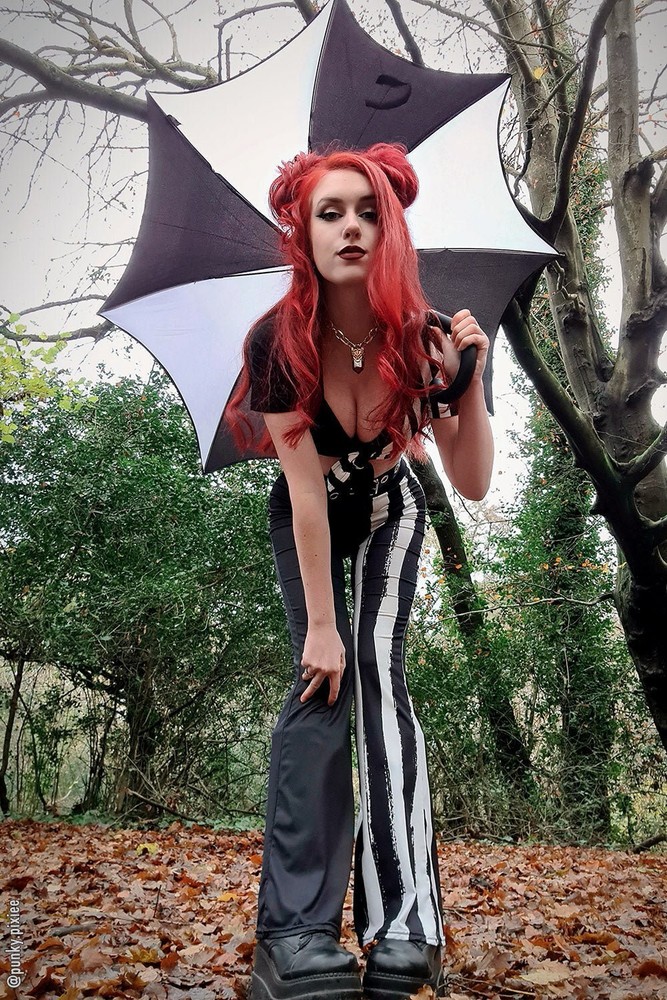 Funeral Procession Umbrella [BLACK/WHITE] Goth Emo Punk