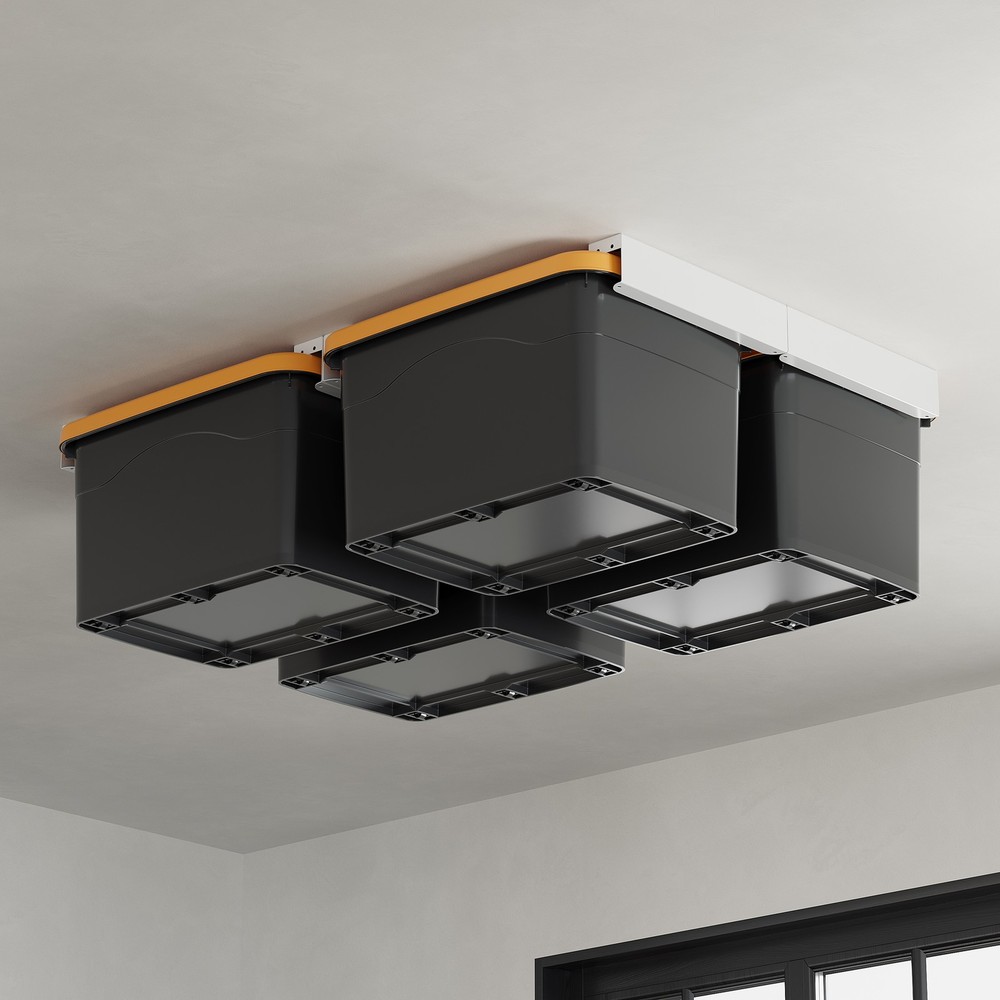 White Overhead Garage Ceiling Storage Racks Bin Organization System Heavy Duty