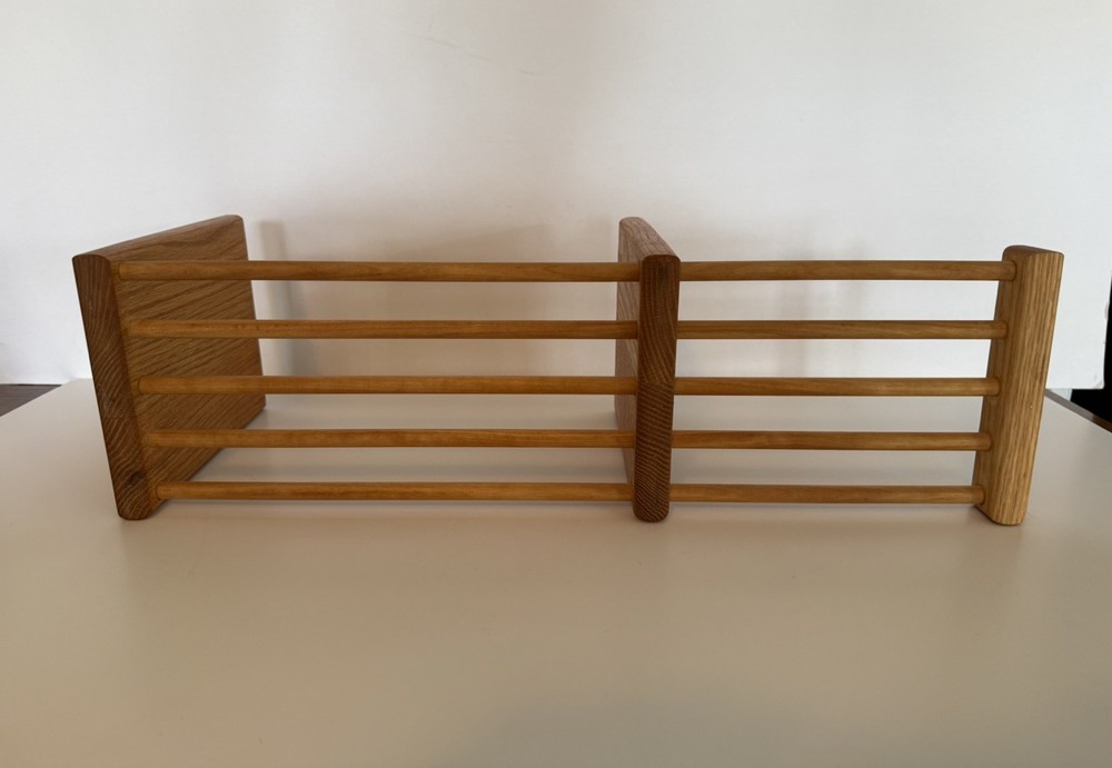 Vintage Oak Sliding End Adjustable Desktop Book Shelf Bookcase