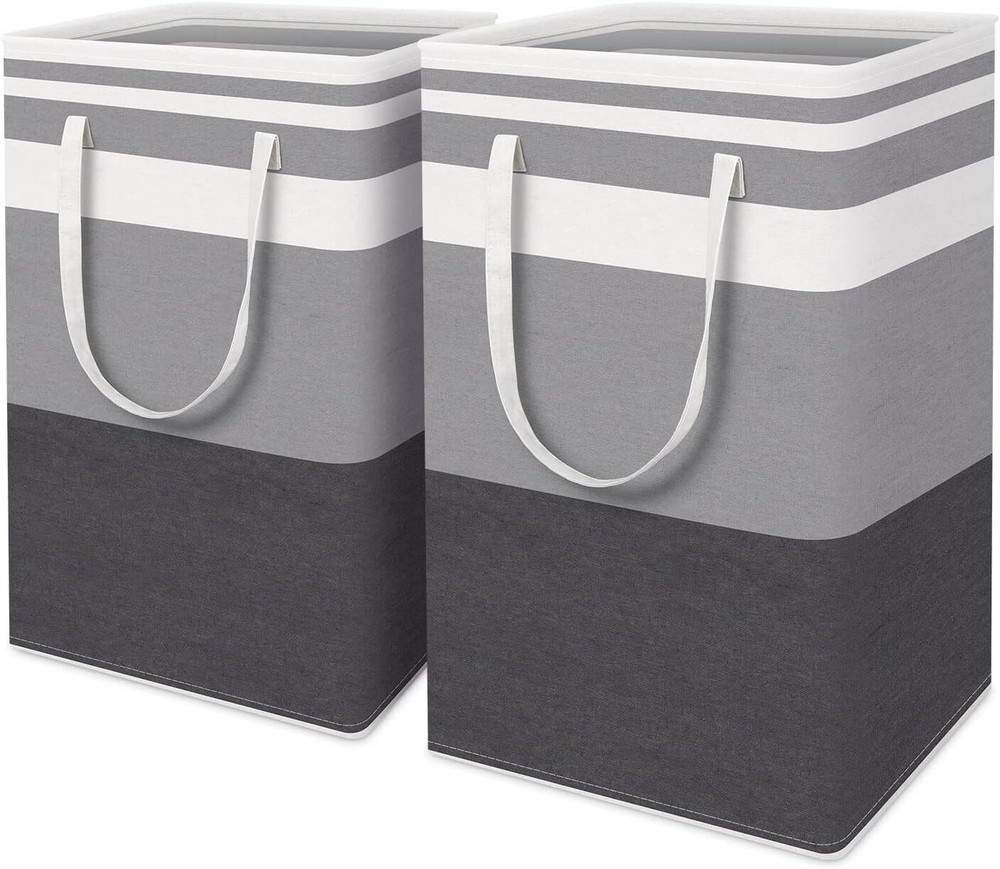 2-Pack Large Collapsible Laundry Baskets - 75L Freestanding Waterproof Hamper...