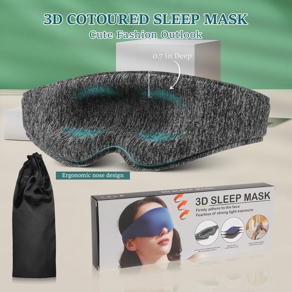 🔥 Sleep Mask Light Soft Eye Mask Sleeping Traveling Flying Adjustable Strap🔥
