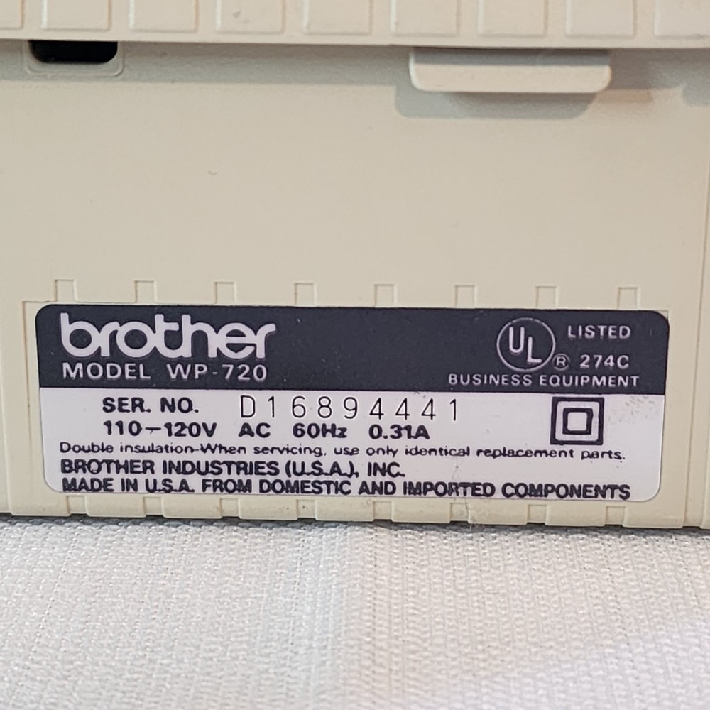 Brother WP-720 Word Processor Electric Typewriter Grammer Check Tested & Works