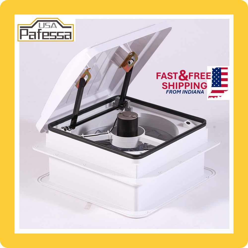 Pafessa USA 12V Touch Pad 4-Speed Reversible 14" RV Roof Vent Manual White Dome