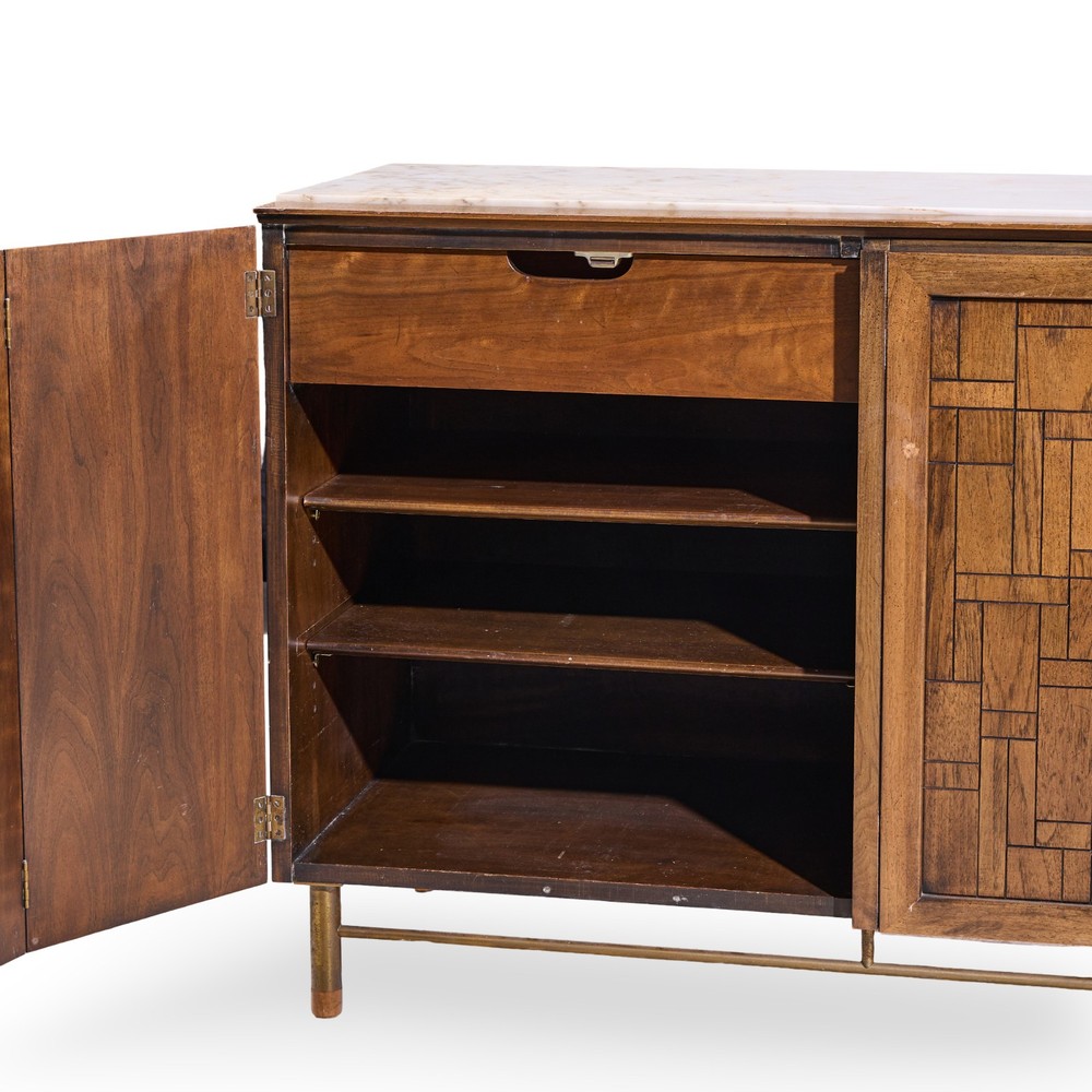 Bert England Mid Century Marble Top Credenza