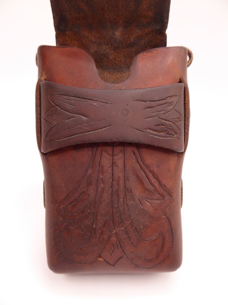 Vintage Hand Tooled Leather Cigarette Case Holder Handmade