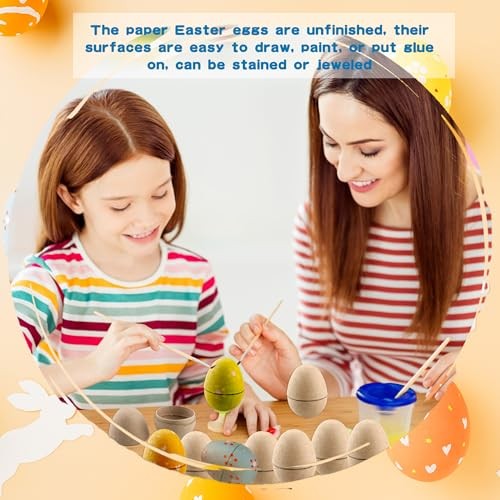 80 Pcs 3 Inch Paper Mache Easter Eggs Fillable DIY Easter Eggs Cardboard