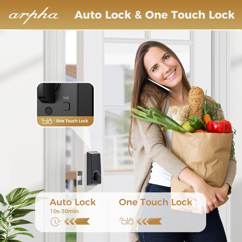 ARPHA Security Keyless Smart Door Lock 100Code Fingerprint Keyless Bluetooth APP