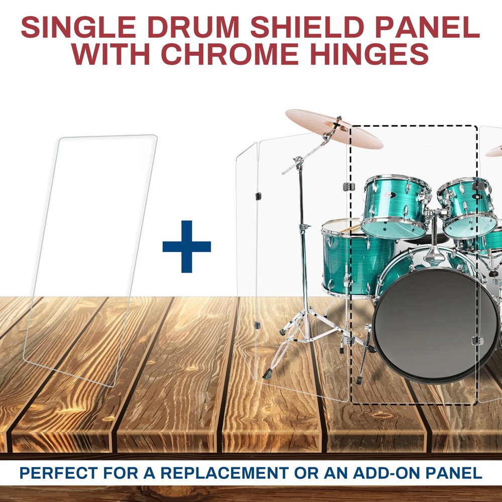Acrylic Drum Shield one Single Panel 2' X 4' 1/4 inch Acrylic Chrome Hinges