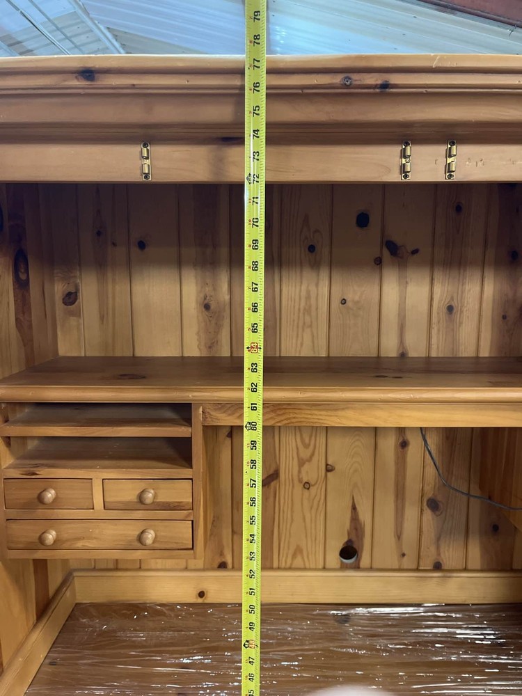 Rustic Pine Wood Armoire computer desk