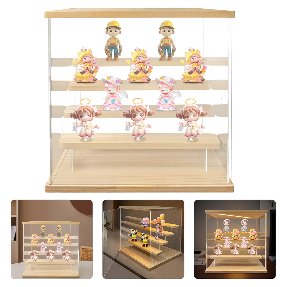 5-tier Display Box Clear Acrylic Display Case w/ LED Warm Light+USB Cable Modern