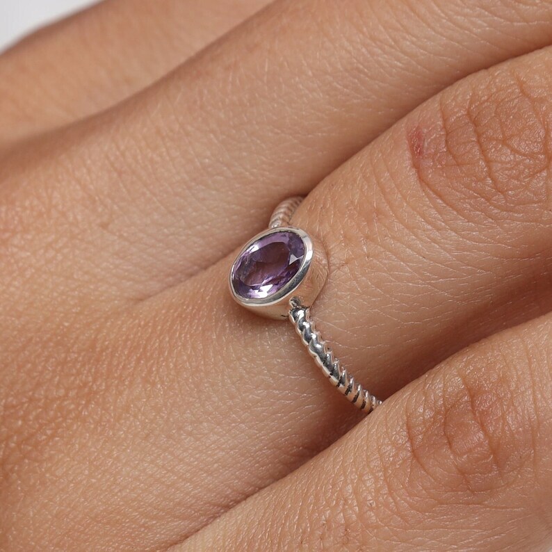 Amethyst~ Solid 925 Sterling Silver Band & Statement Ring Handmade Ring All size