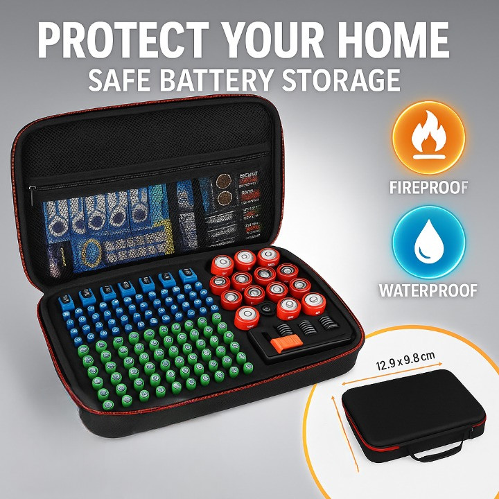 Battery Organizer Case 200+ Slots with Tester for AA AAA C D 9V Button Cells