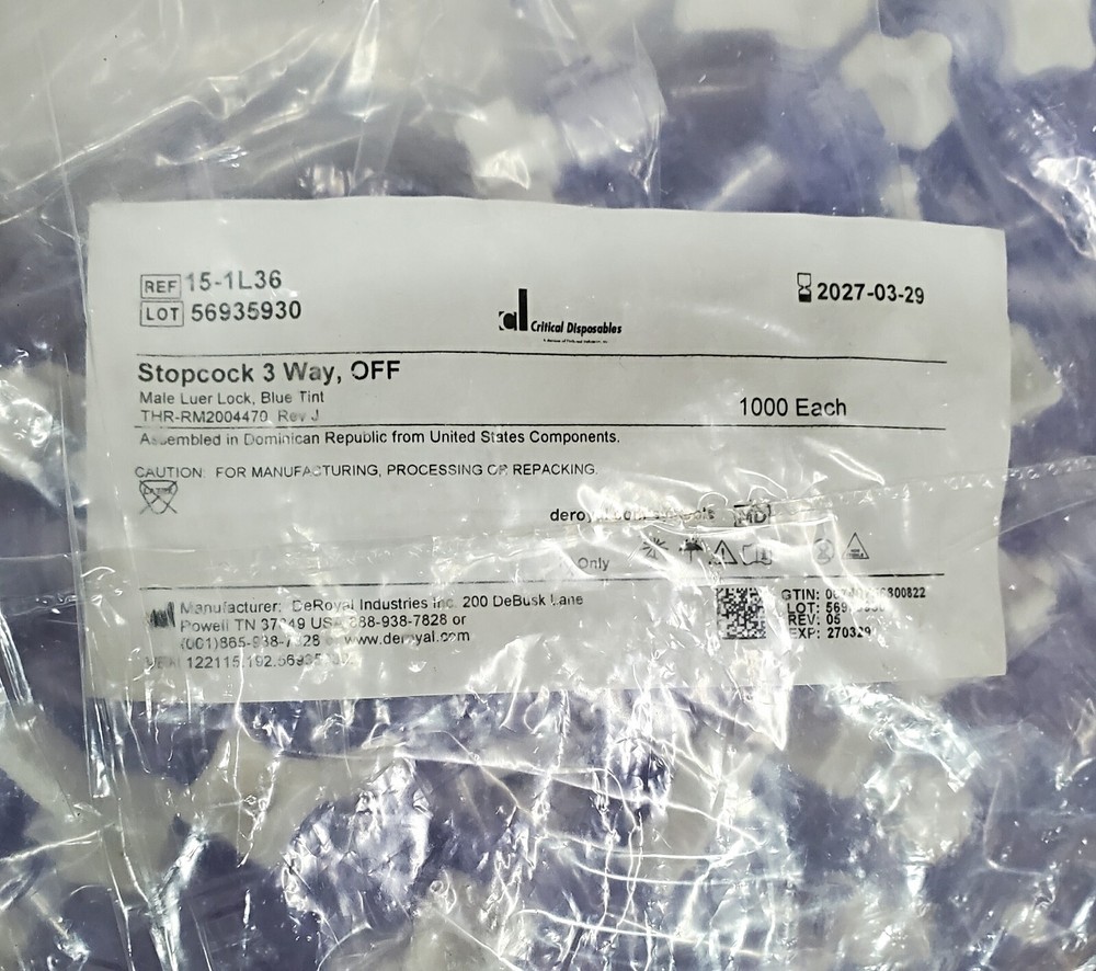 (1000-Pcs.) 3-Way Stopcock Luer Lock Connection Adapter