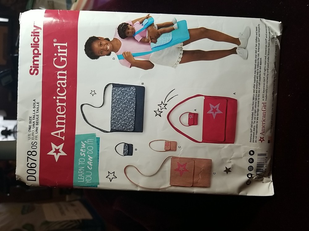 2017 Simplicity DO678/8400 American Girl Cut