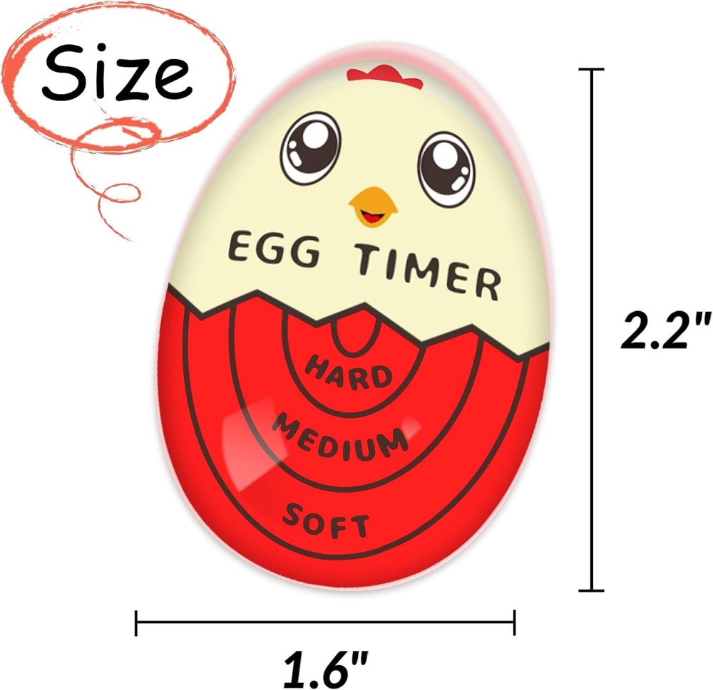 Precision Egg Timer with Color Change - Hard/Soft Boiled Eggs Made Easy, Red