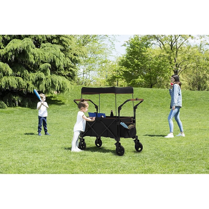 Hercules Stroller Wagon 2 Kids Portable All Terrain Foldable Push Pull Handles