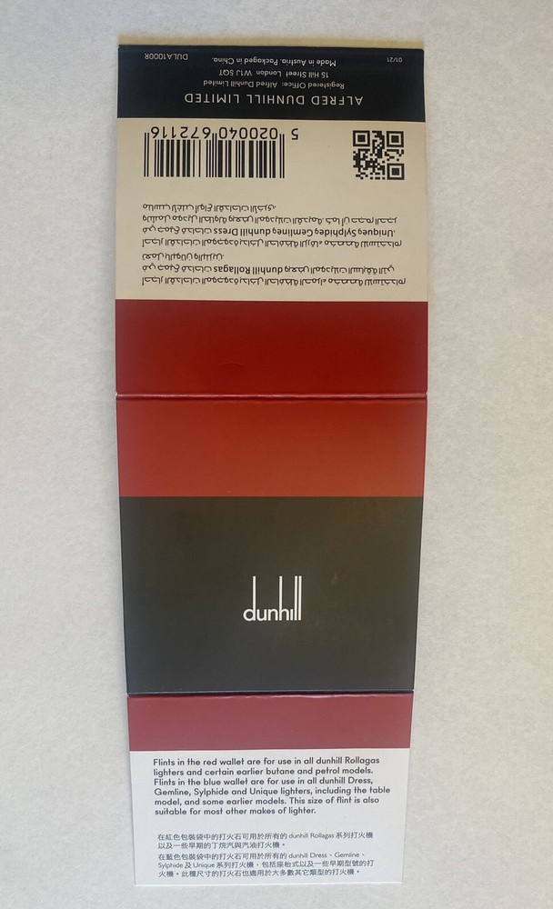 NEW Dunhill Red Flints For ROLLAGAS Lighters, Package 9 Flints