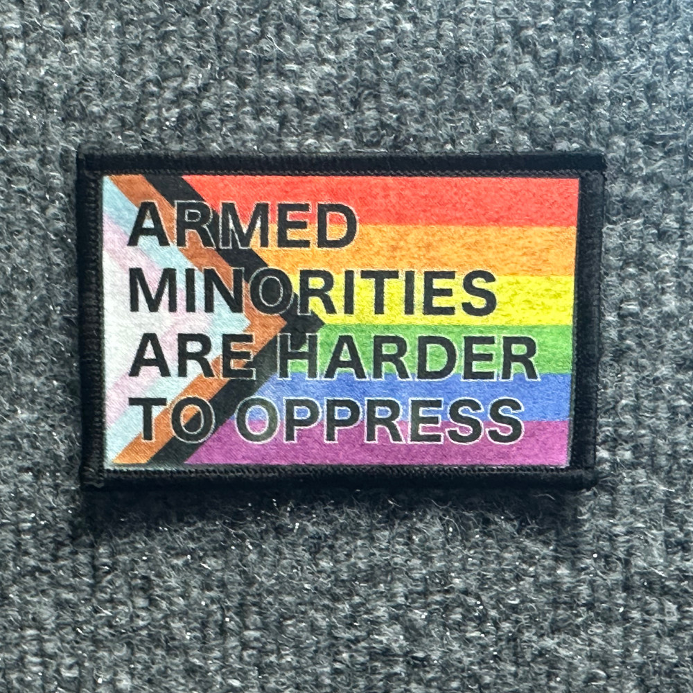 2nd Amendment Morale Patch Hook & Loop "Armed Minorities" Progress Pride