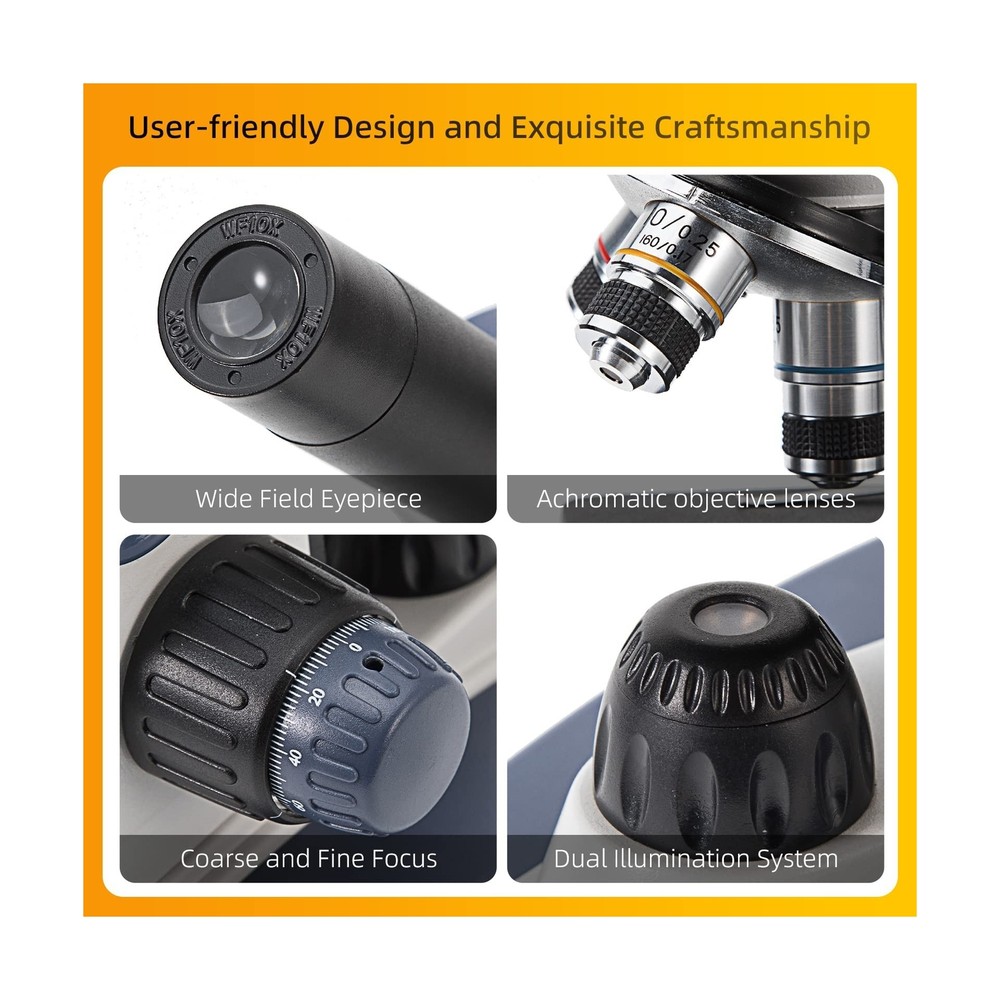 SWIFT Compound Monocular Microscope SW200DL with 40X-1000X Magnification, Dua...