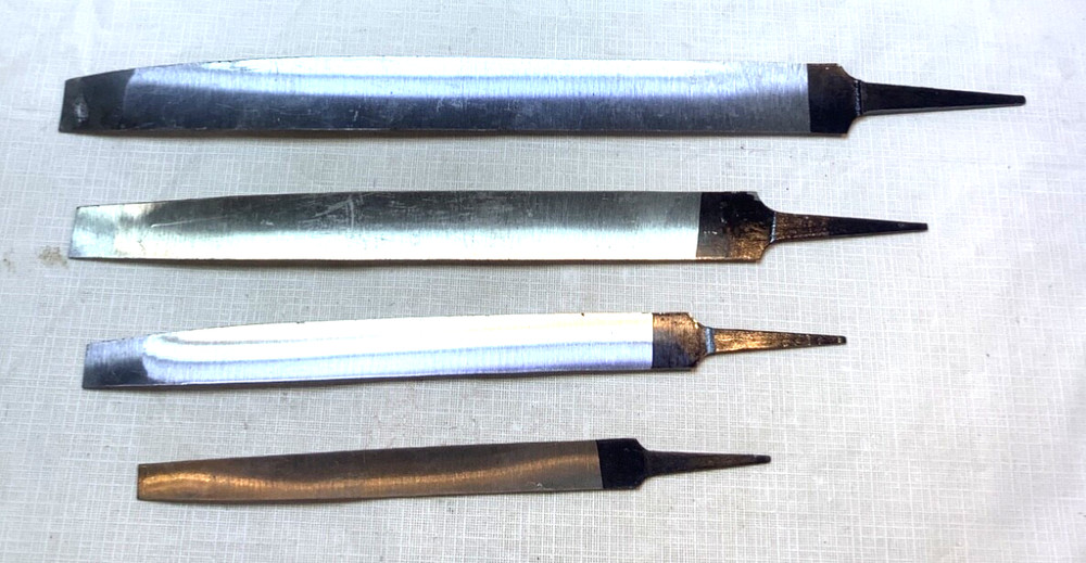 4 Arched Burnishing Files, Smooth, used