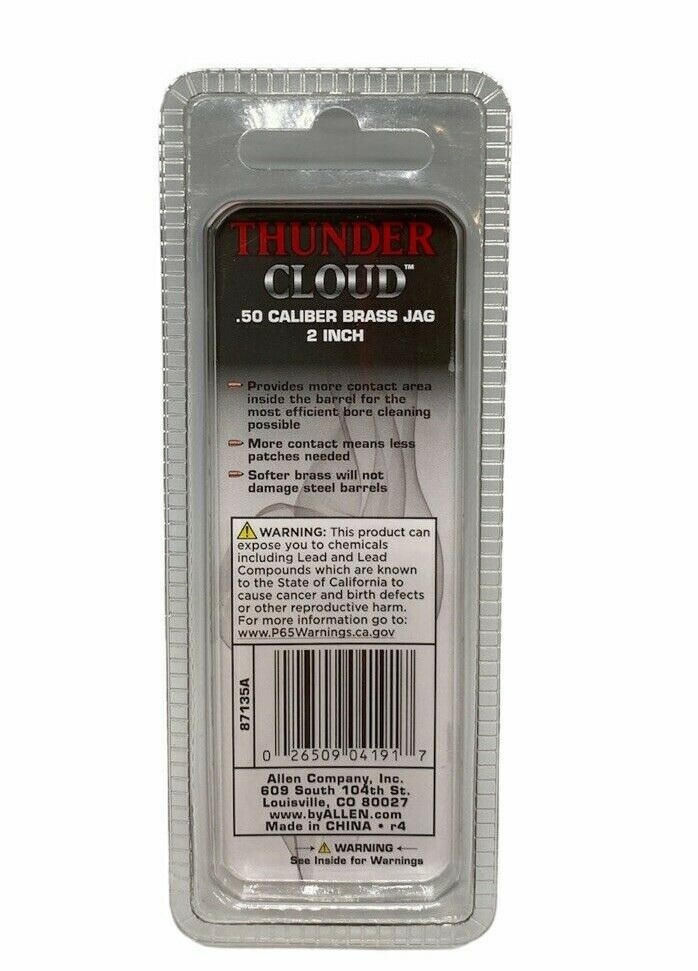 ALLEN Thunder Cloud 87135A Muzzleloader .50 Cal Brass Jag 10-32 Thread 2”