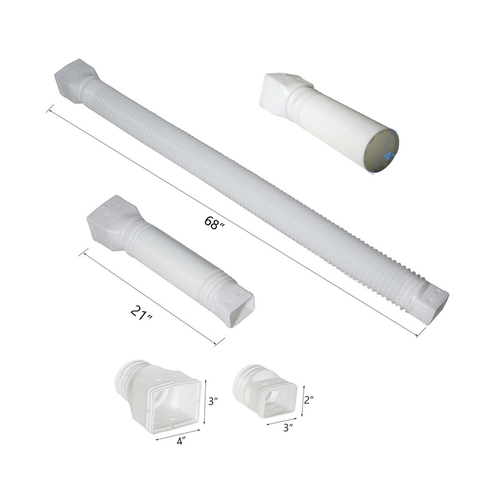 White-2pack Rain Gutter Downspout Extensions Flexible, Drain Downspout Extend...