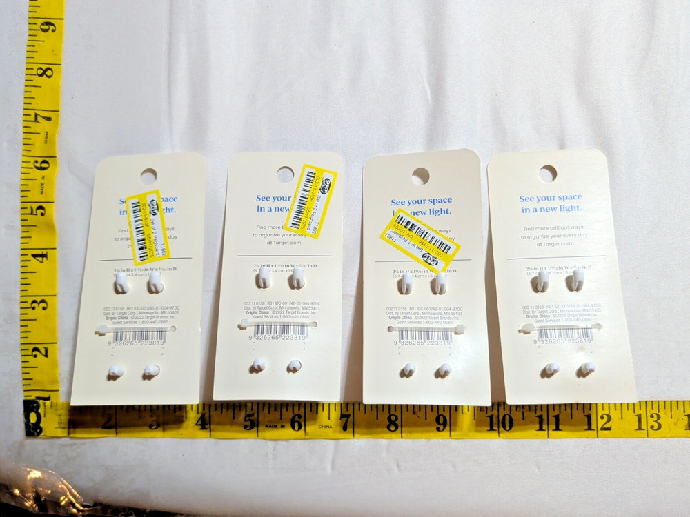 Brightroom Pegboard Single Hooks Adjustable Storage White Set of 2 Plastic