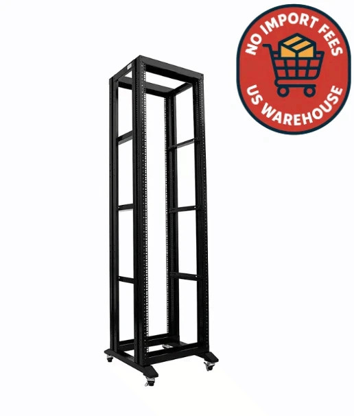 7FT 42U Open Frame Server Network Rack 17" Deep 600MM 4 Post 3 paris L rails