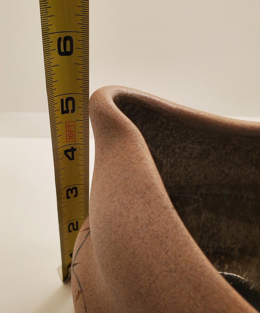 Studio Pottery Pitcher Southwest Assymetrical Glazed Inside Hand Painted