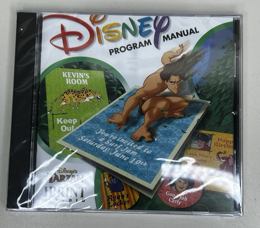 Disney Print Studio Tarzan PC CD Rom Program Manual Software Vintage