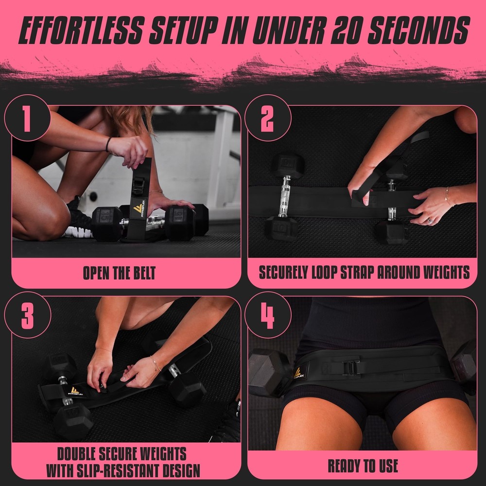 Exercise Hip Thrust Belt for Weights, Glute Workout Equipment, Adjustable Hip