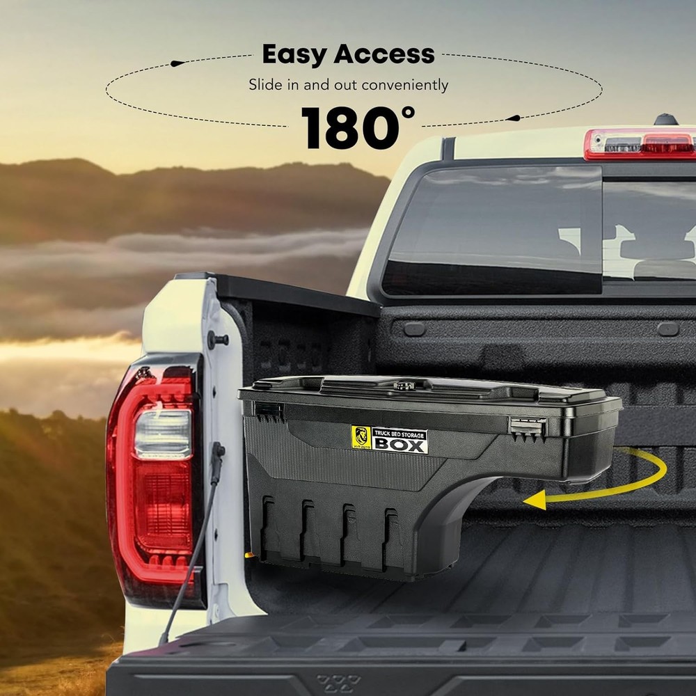 YHTAUTO Truck Bed Storage Tool Box Lockable Compatible Driver Side, black