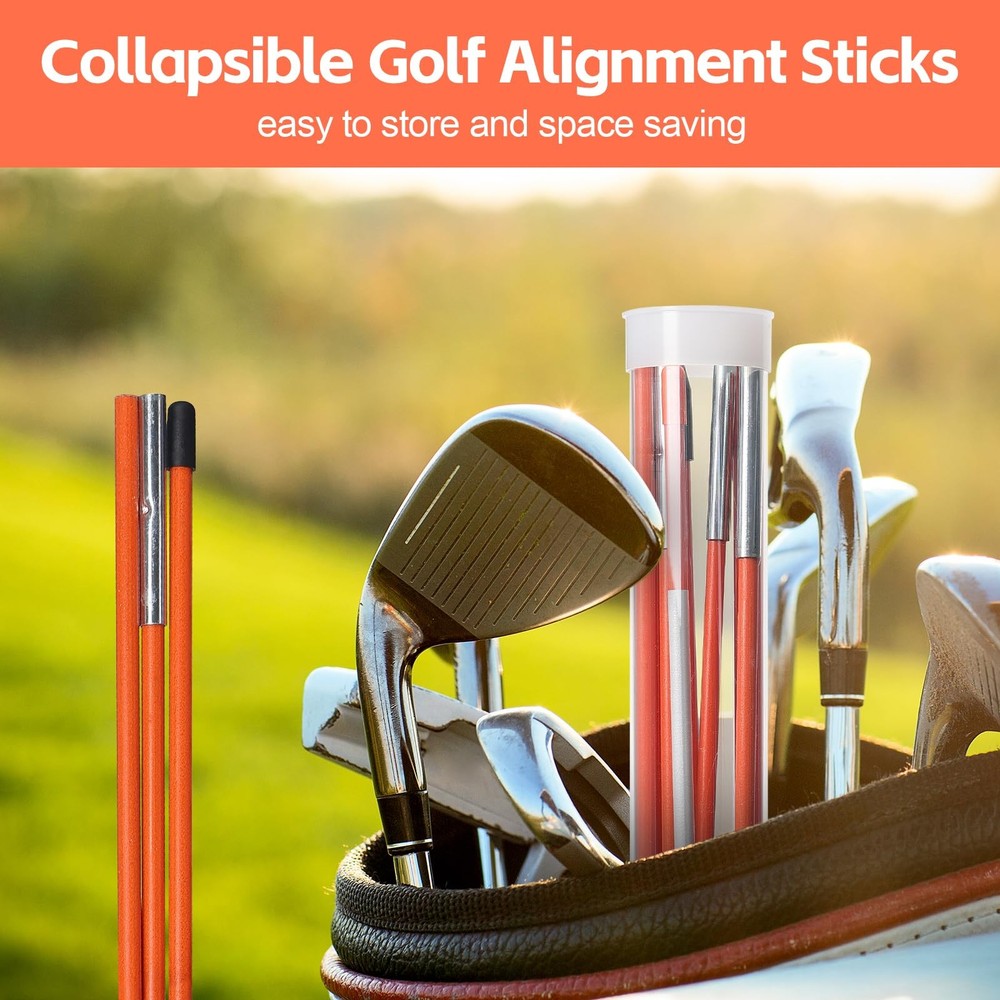 Golf Alignment Sticks Collapsible, 3 Pack Alignment Sticks for Golf Training,...