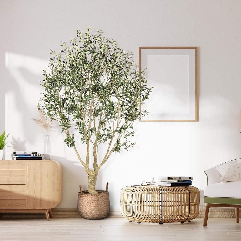 Faux Olive Tree 7ft - Large Artificial Olive Tree Indoor with Realistic Leave...