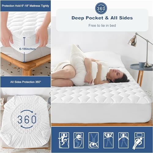 Mattress Protector Waterproof, 100% Waterproof Quilted Fitted Full Microfiber
