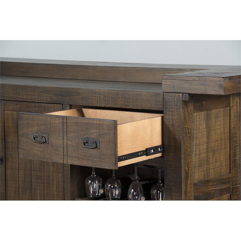Pemberly Row Cherry Finish 80" Transitional Wood Gorgeous Bar Unit