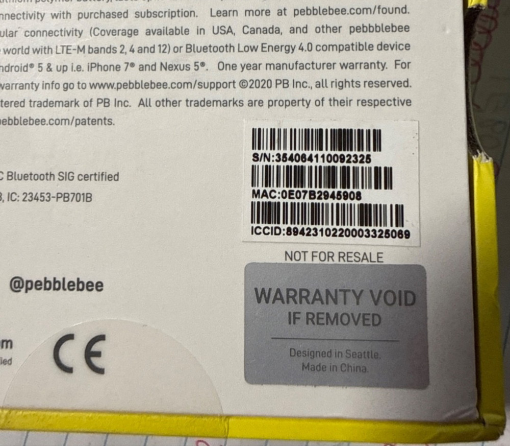 Pebblebee Found LTE Cellular GPS Location Tracker