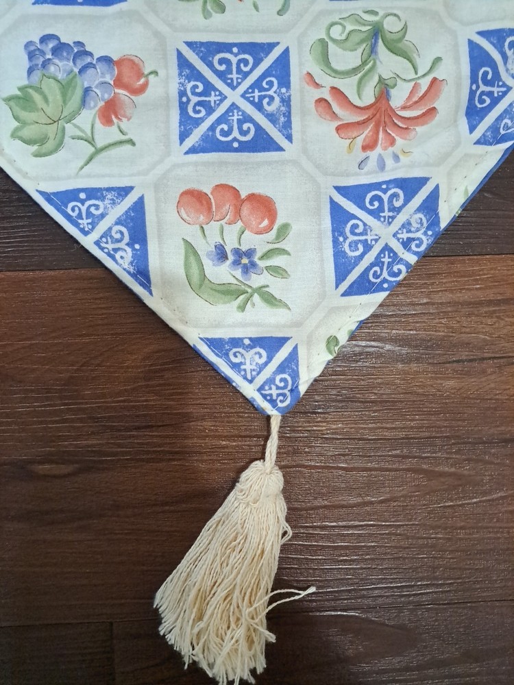 Fruit Pattern Reversible Table Runner With Tassels