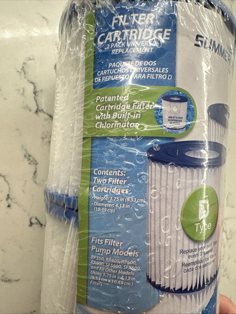 Summer Waves Pool Filter Cartridge 2 Pack D 3.75 x 4.13