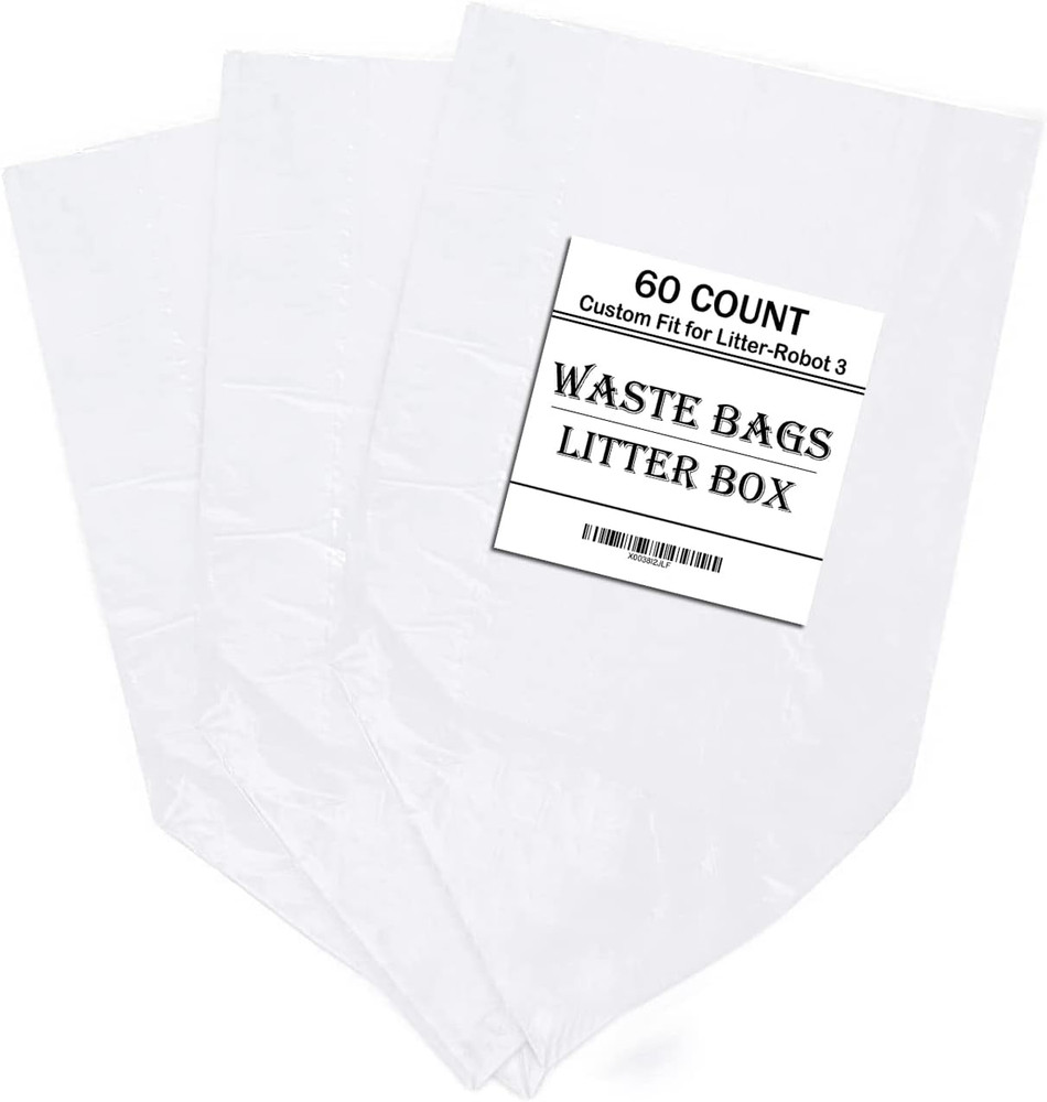 Replacement Waste Drawer Liners Compatible with Litter Bag Robot 3 4, 60 Count