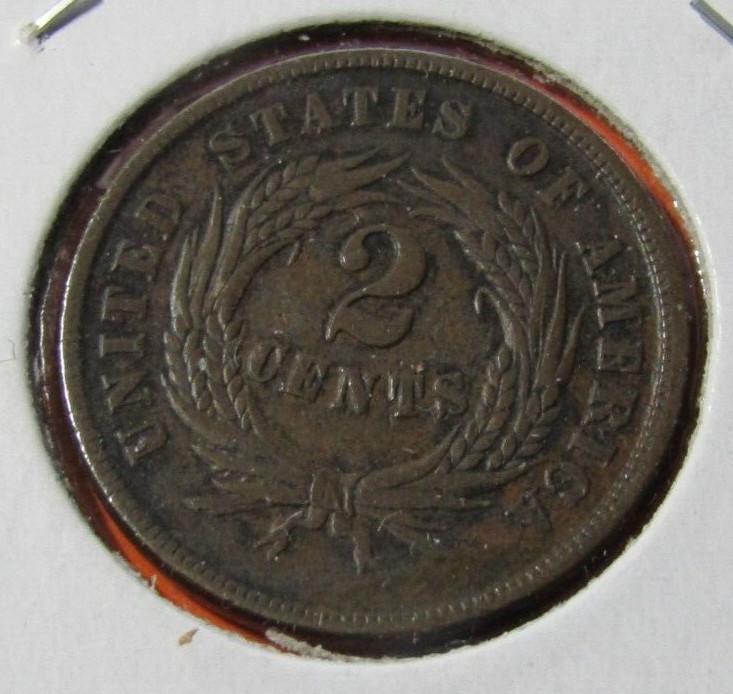 1865 2C Two Cent Piece #93 Fancy 5 - AU