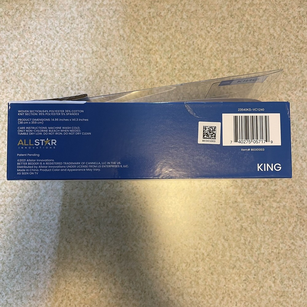 Better Bedder Bed Making Easy Headband Holds Sheets In Place King Size Open Box