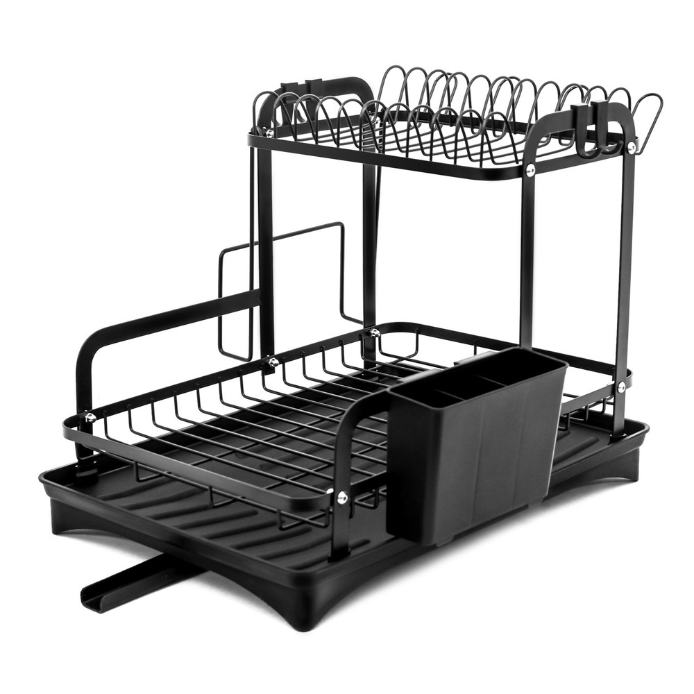 2 Layer Dish Drying Rack Space-Saving Dish Rack for Kitchen Drainer Drainboard