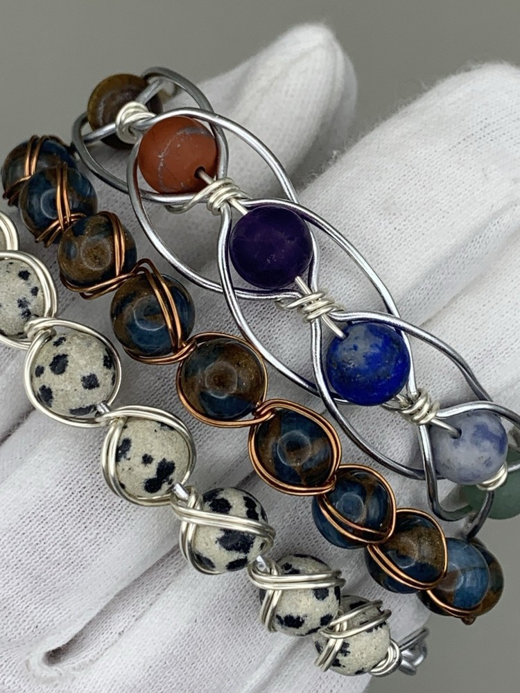 Handmade Wire Beaded Bracelets - Various Sizes